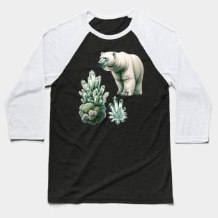 Arctic Elegance: Moss, Crystal, and Bear Baseball T-Shirt